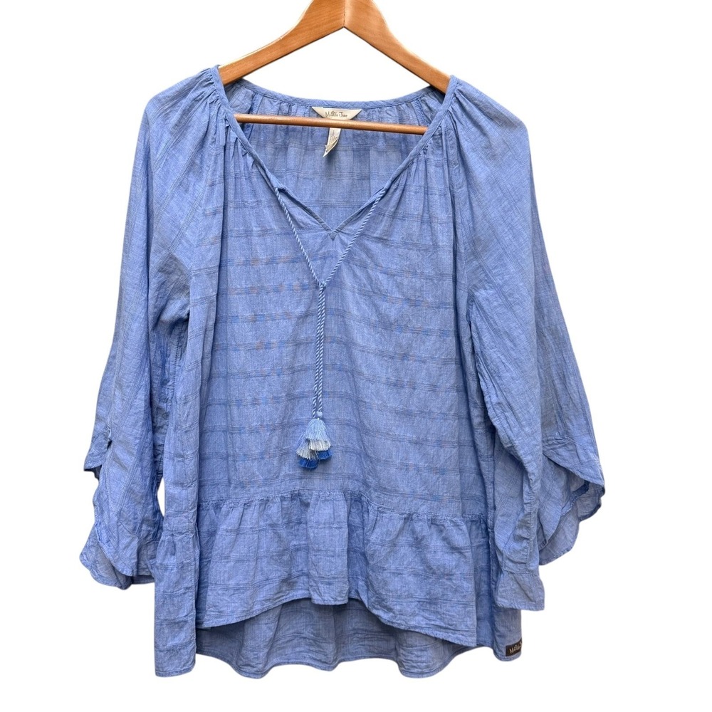 Matilda Jane Dream Chasers Pretty Thing Blue Chambray Blouse Cottagecore Size M - Picture 2 of 8